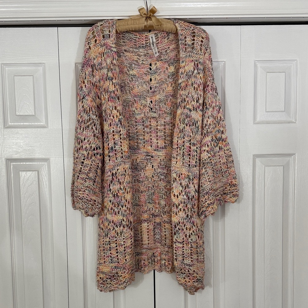 Bethany Mota Multicolor Open Knit Cardigan
